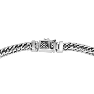 Wholesale sterling silver woven chain necklace with oxidized-polished finish and Balinese clasp, handcrafted in Bali