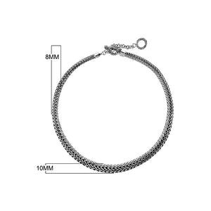Wholesale sterling silver 8x10MM graduated chain necklace with polished-oxidized finish and adjustable clasp, handcrafted in Bali.