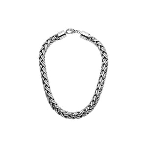 Wholesale 15MM sterling silver woven chain with hook clasp, handcrafted Balinese design.