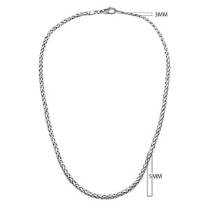 925 Sterling Silver 3x5MM woven chain necklace with lobster lock clasp handcrafted in Bali