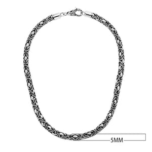 925 Sterling Silver 5MM ornate woven chain necklace with lobster lock clasp handcrafted in Bali