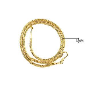 18K Gold Overlay 3MM Bali Woven Chain Necklace with Hook Lock wholesale jewelry