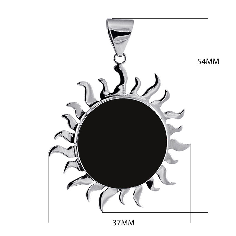 AP-1009-SHB Sterling Silver divine sparkling Sun Pendant With Round Shape Black Shell Jewelry Bali Designs Inc