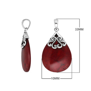 Wholesale sterling silver teardrop pendant with Turquoise Shell, handcrafted Bali scroll design 925 silver jewelry for bulk orders