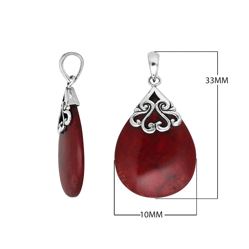 Wholesale sterling silver teardrop pendant with Turquoise Shell, handcrafted Bali scroll design 925 silver jewelry for bulk orders