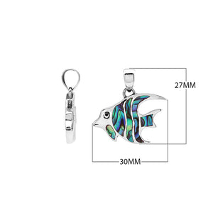 Sterling silver fish pendant with abalone shell inlay and Balinese detailing – wholesale jewelry