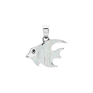 Sterling silver fish pendant with white Mother of Pearl inlay and Balinese detailing – wholesale jewelry