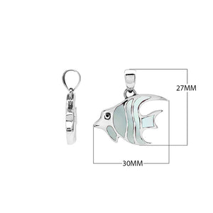 Sterling silver fish pendant with white Mother of Pearl inlay and Balinese detailing – wholesale jewelry
