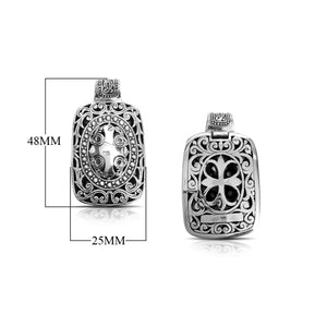 Sterling silver Bali pendant with double-sided cross and floral design – wholesale handcrafted jewelry