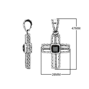 925 silver cross pendant with black onyx centerpiece for wholesale.