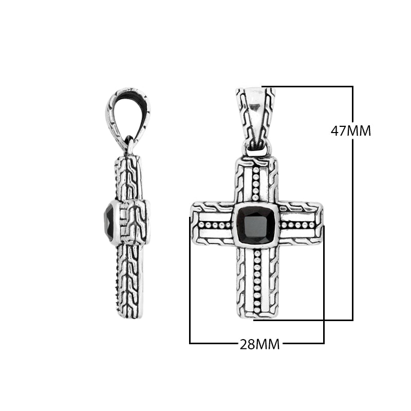 925 silver cross pendant with black onyx centerpiece for wholesale.