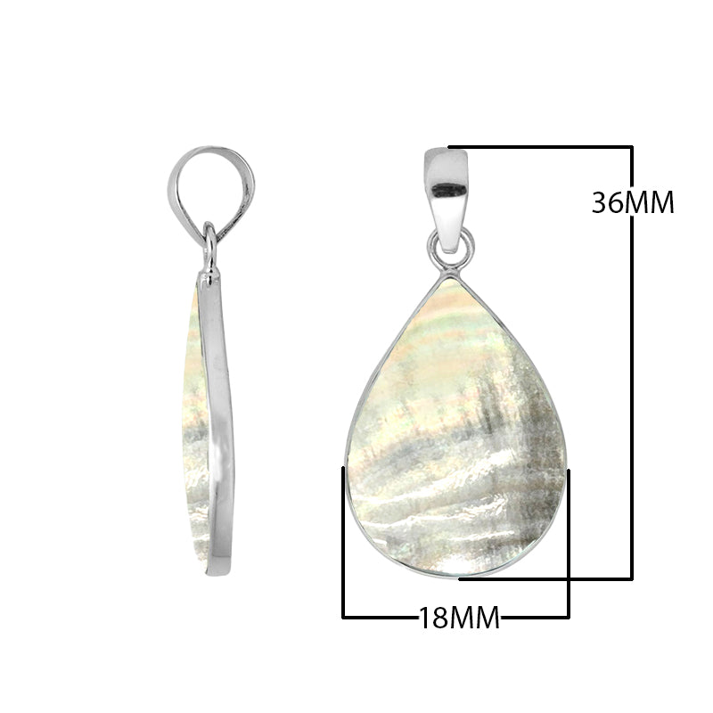 Jeping Shell Sterling Silver Teardrop Pendant Handcrafted In Bali With Polished Finish