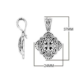 Sterling Silver Balinese Cross Pendant With Cubic Zirconia For Wholesale