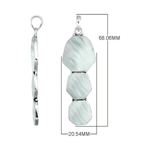 Sterling Silver Three-Link Octagon Shape Mother Of Pearl Pendant