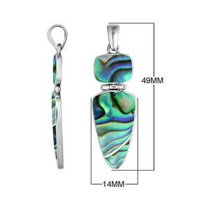 Sterling Silver Abalone Shell Contemporary Dual Stone Pendant For Wholesale Jewelry Buyers.