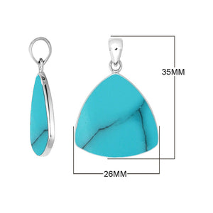 Sterling Silver Turquoise Shell Triangular Pendant For Wholesale Jewelry Buyers.