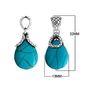 Turquoise Shell Sterling Silver Drop Pendant For Wholesale Jewelry Collections