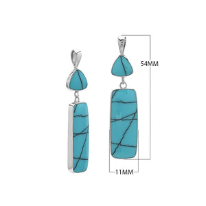 Wholesale Sterling Silver Turquoise Shell Pendant With Trillion & Rectangle Drop Design Handcrafted In Bali