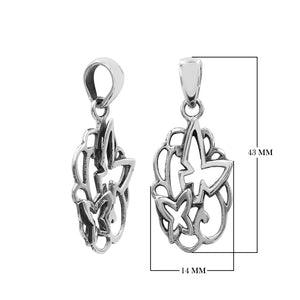 Sterling silver butterfly pendant with polished openwork design and classic craftsmanship.