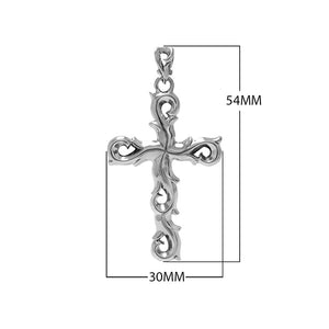 Sterling silver artistic cross pendant featuring smooth curved detailing, polished finishing, and expressive symbolic styling ideal for classic wholesale jewelry displays