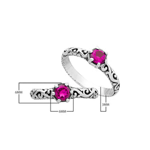 Bulk sterling silver filigree rings with round Pink Quartz, handcrafted Balinese design, 925 silver wholesale jewelry supply.