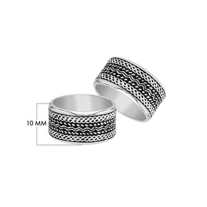 Wholesale sterling silver patterned wide band rings with oxidized finish, unisex artisan silver jewelry for bulk resellers.