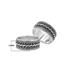 Wholesale sterling silver rope band rings with oxidized wide design, 925 silver unisex bulk jewelry for resellers and stores.