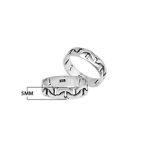 Wholesale sterling silver band ring with wavy oxidized pattern, handcrafted unisex 925 silver jewelry from Bali for bulk orders and resellers.