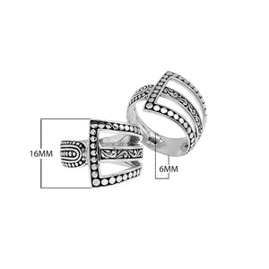Wholesale sterling silver geometric statement ring with openwork Balinese design and oxidized antique finish – handcrafted artisan jewelry for bulk buyers and resellers.