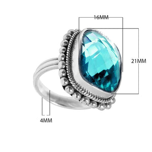 Wholesale sterling silver ring with faceted Smoky Quartz, Balinese beaded and rope design – bulk handcrafted statement jewelry.