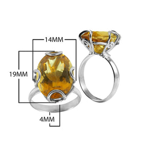 Wholesale sterling silver ring with faceted oval Citrine Quartz in Artisan scroll prong setting – bulk handcrafted cocktail jewelry.