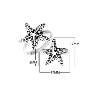 Sterling silver handcrafted Starfish ring with oxidized detailing made in Bali.