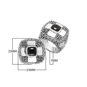 Wholesale sterling silver square design ring with Black Onyx and Balinese texture work