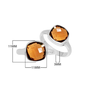 Wholesale sterling silver ring with Citrine Quartz double stones in a sleek bezel design