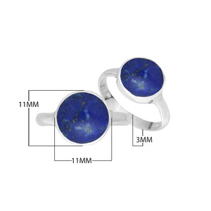 Wholesale sterling silver round bezel double stone ring with Lapis Lazuli
