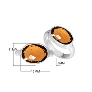 Wholesale 925 Sterling Silver double oval Citrine Quartz ring, handcrafted in Bali.