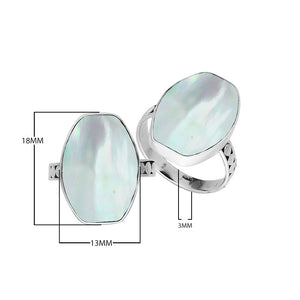 Sterling Silver Handcrafted Bold Designer Ring With Mother Of Pearl