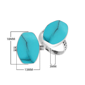 Sterling Silver Handcrafted Bold Designer Ring With Turquoise Shell