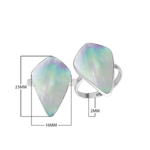 Sterling Silver Long Abstract Designer Statement Ring With Mother Of Pearl For Wholesale