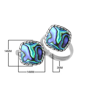 Sterling Silver Cushion Shape Designer Statement Ring With Abalone Shell For Wholesale