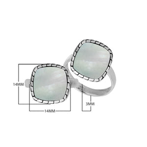 Sterling Silver Cushion Shape Designer Statement Ring With Mother Of Pearl For Wholesale