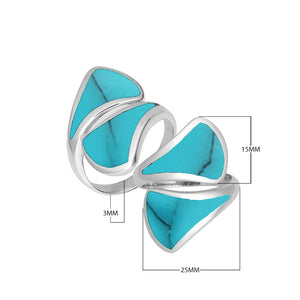 Sterling Silver Modern Open Shape Statement Ring With Turquoise Shell