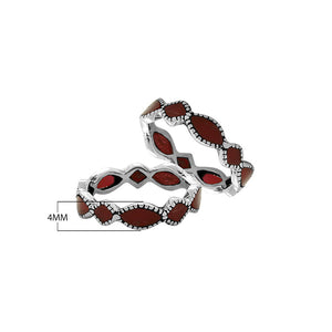 Sterling silver wave pattern ring with Red Coral inlay and Balinese detailing