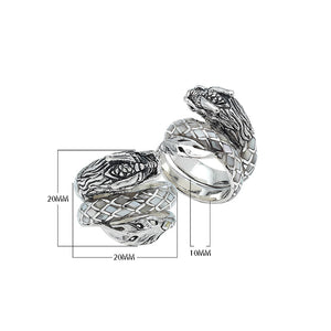 Sterling Silver Dragon Wrap Ring With Mother Of Pearl Inlay And Polished Finish