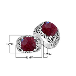 Sterling Silver Balinese Scroll Pattern Ring With Ruby