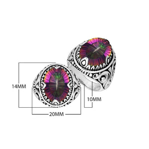 Mystic Quartz Oval Sterling Silver Balinese Ring Handcrafted In Indonesia