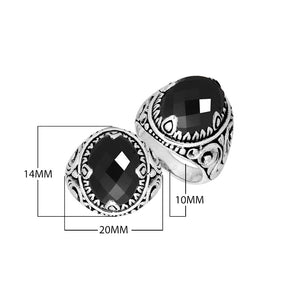 Black Onyx Quartz Oval Sterling Silver Balinese Ring Handcrafted In Indonesia