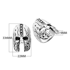 Sterling Silver Spartan Helmet Engraved Statement Ring