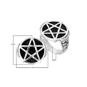 Sterling Silver Pentagram Oxidized Designer Statement Ring For Wholesale Jewelry Buyers.