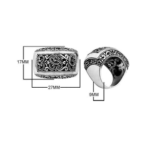 Wholesale Silver Overlay Over Copper Wide Carved Scrollwork Balinese Ring.
